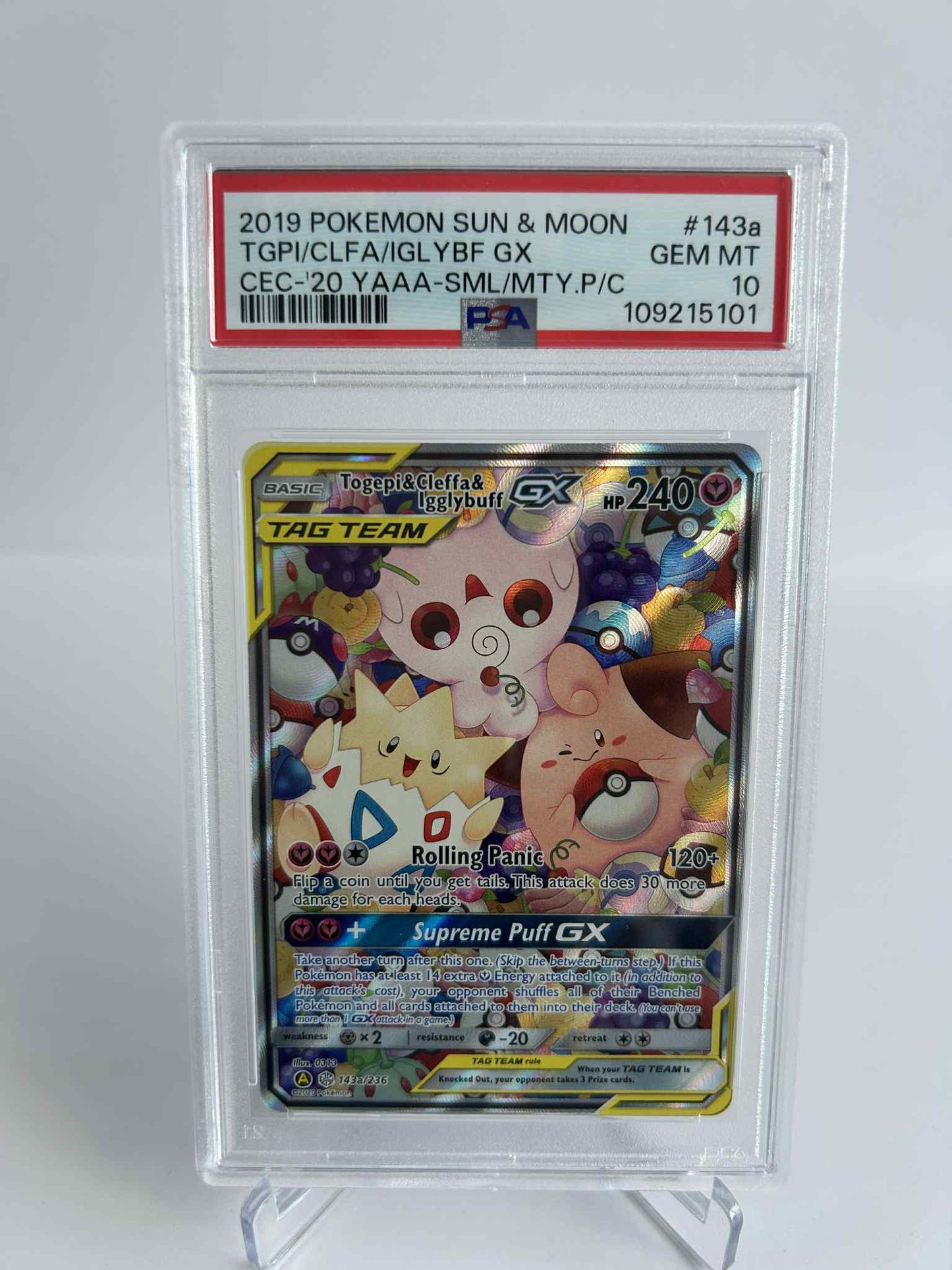 Togepi, Cleffa & igglybuff GX tag team pokemon card from sun & moons small bught mighty collection
