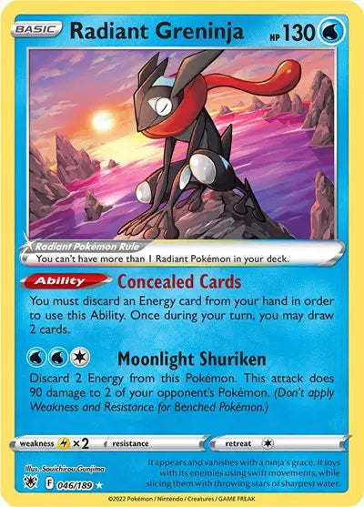 Radiant Greninja Radiant Rare pokemon card from astral radiance